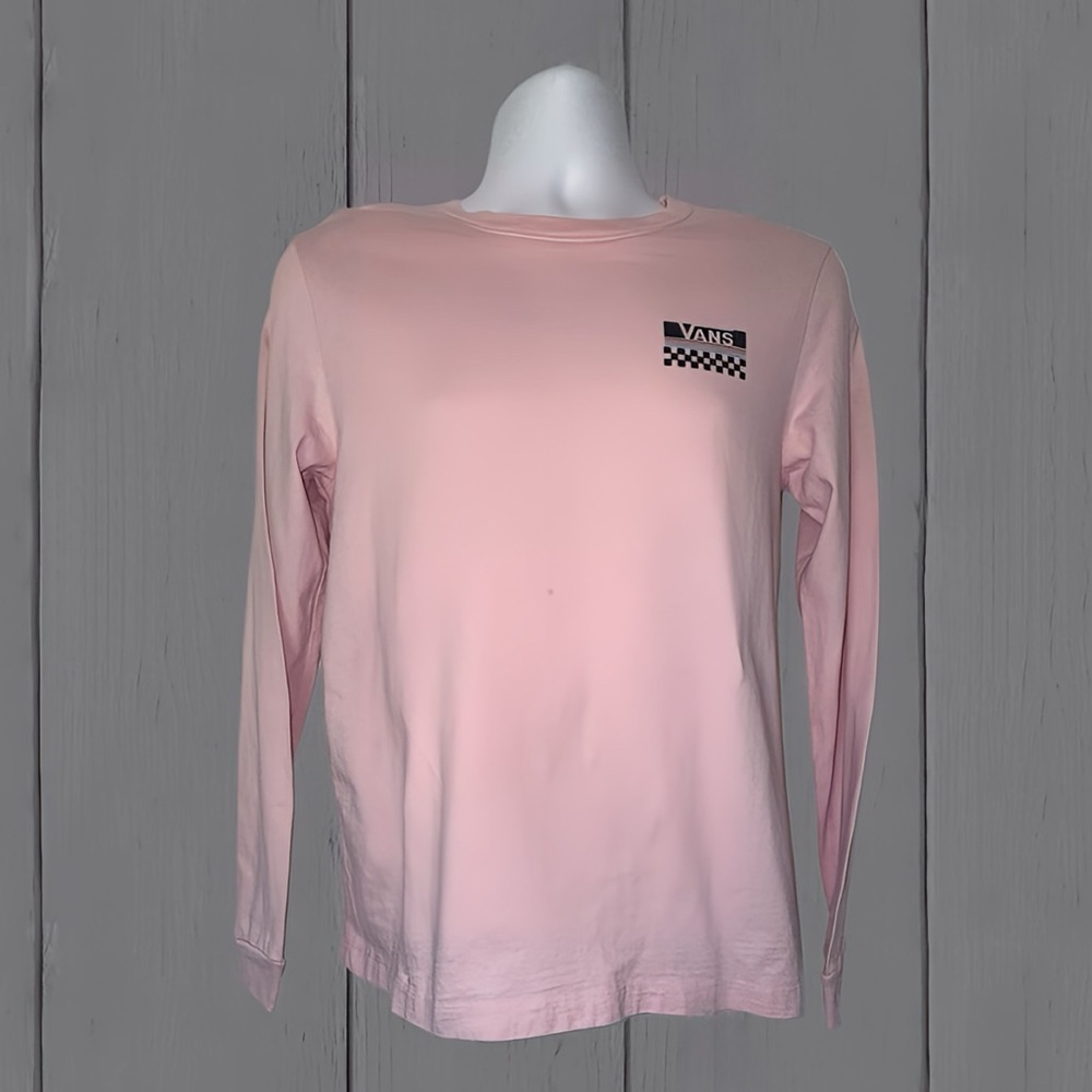Vans Pink Long Sleeve Tee Shirt M Off The Wall Skate Logo Checkerboard Unisex